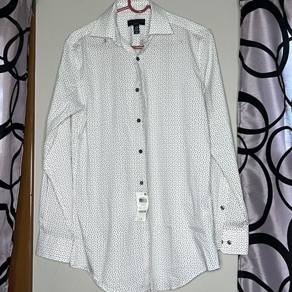Alfani, white and gray printed long sleeve button down shirt new with tags - Picture 1 of 12